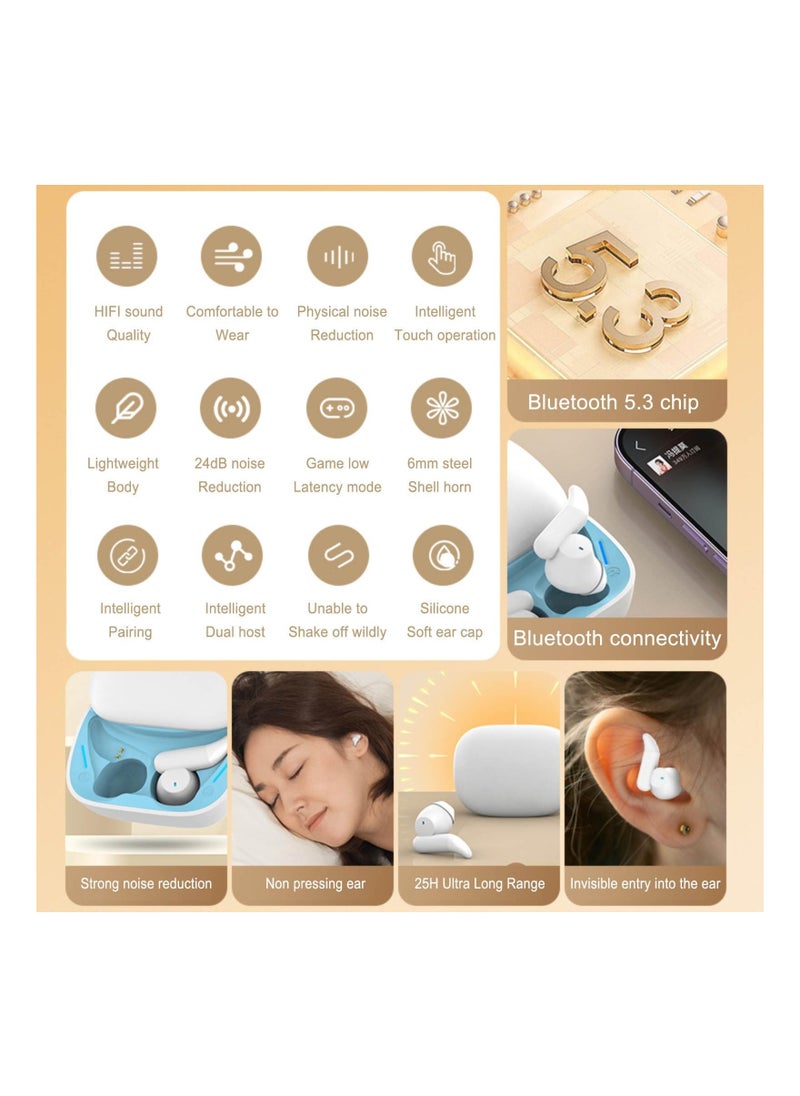 SYOSI - Wireless Bluetooth Small Sleeping Sleep Earbuds, for Side Sleepers Soft Enc Noise Cancelling Earbuds, Bluetooth Noise Canceling Ear Buds Sleeping Sleep Earphones Tiny Headphones(1 Pack) - Image 1