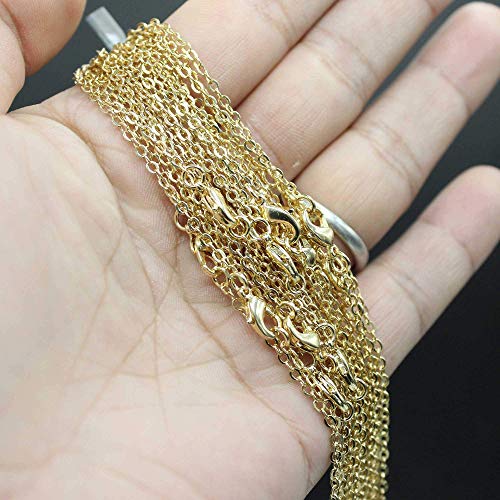 ALEXCRAFT Wholesale 12 PCS Gold Plated Brass Flat Cable Chain Finished Necklace Chains Bulk for Jewelry Making(20 Inch(2MM)) - Image 2
