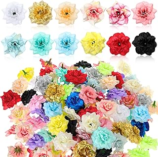Cindeer Cindeer 110 Pcs Fake Silk Rose Head Bulk 1.77 Inches Artificial Roses Head Mini Assorted Roses Artificial Flowers  - Image 1