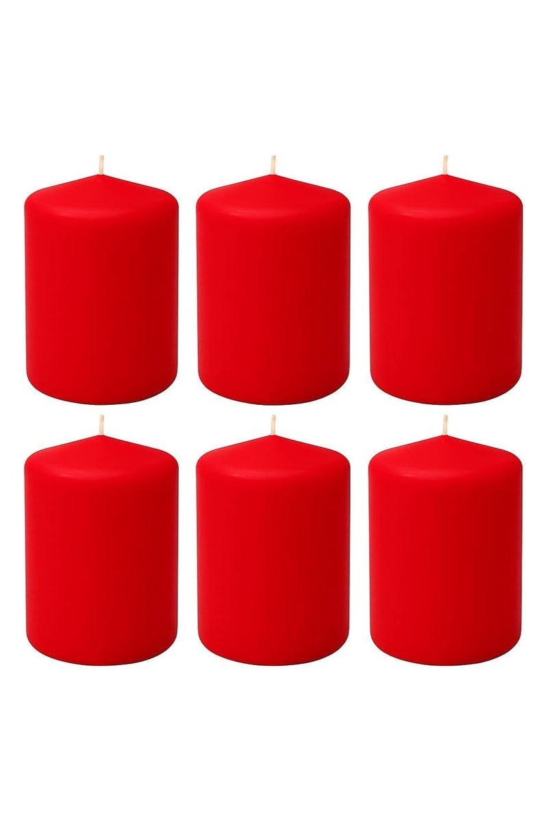 Sakha Candle Unscented Red Pillar Candles - Dripless Clean Burning Smokeless Household Dinner Candle, SPA Romantic Candles Relaxing Saturdays, Special Occasions - Long Burning Hours | Set of 6  - Image 1