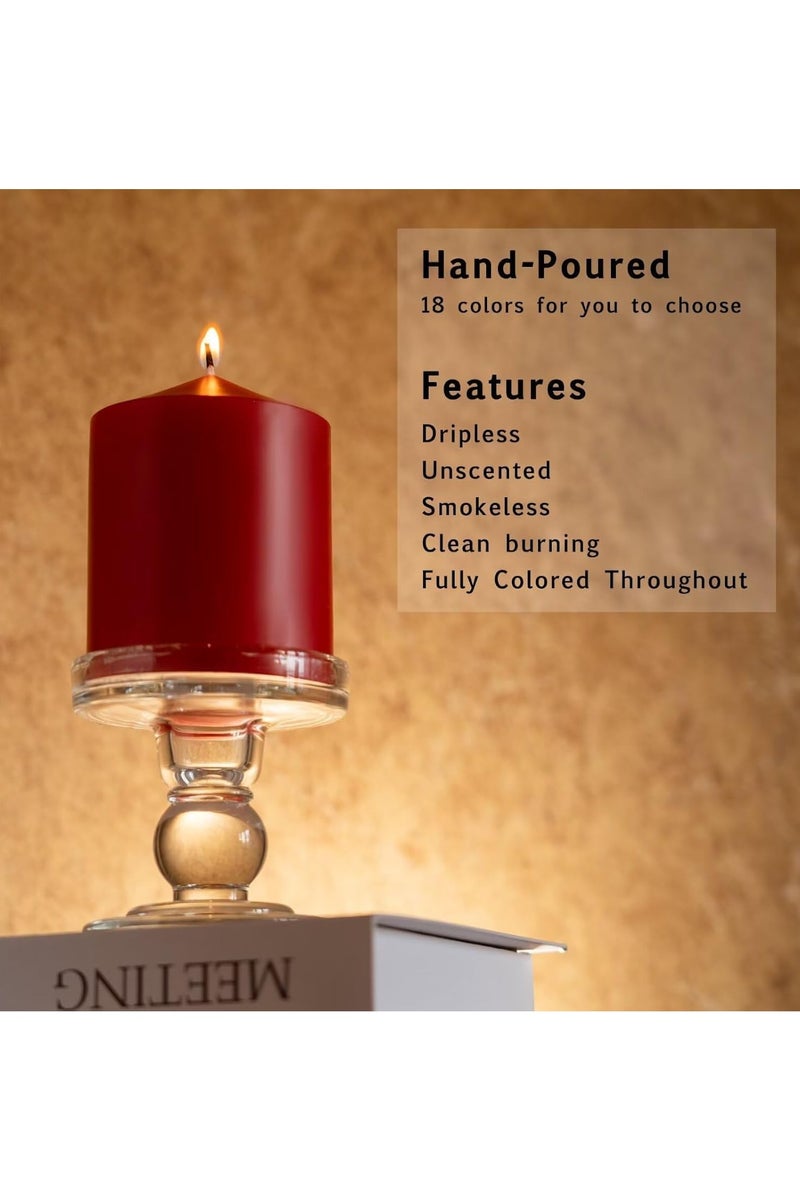 Sakha Candle Unscented Red Pillar Candles - Dripless Clean Burning Smokeless Household Dinner Candle, SPA Romantic Candles Relaxing Saturdays, Special Occasions - Long Burning Hours | Set of 6  - Image 3