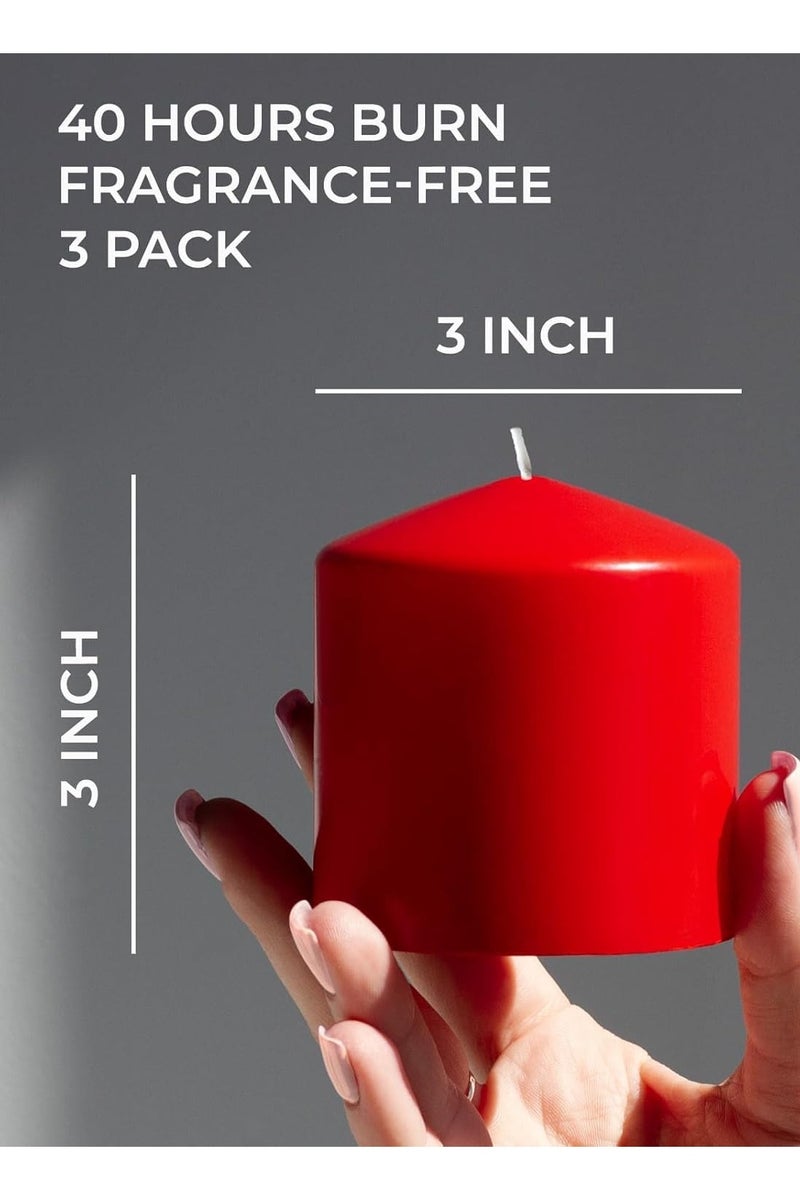 Sakha Candle Unscented Red Pillar Candles - Dripless Clean Burning Smokeless Household Dinner Candle, SPA Romantic Candles Relaxing Saturdays, Special Occasions - Long Burning Hours | Set of 6  - Image 4