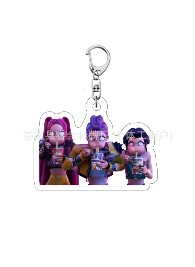 Kpop Hunting Girl Group Peripheral Acrylic Keychain Pendant Student School Bag High-looking Cute Decorative Small Gift
