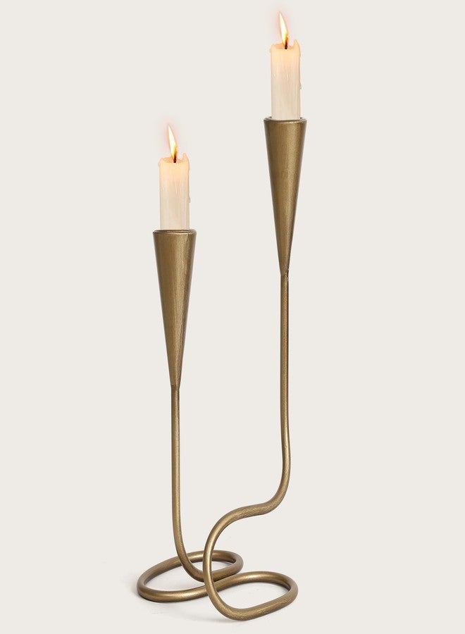 SUJUN Vintage Twisted Brass Style Candle Holder, Candlestick Holder for Table Decoration, Holiday, Wedding, Housewarming (Size C) - Image 3