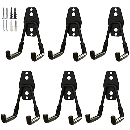 GeeWatom Garage Storage Utility Hooks，Garage Garden Tool Organizer，Steel Wall Mount Hooks, Garden Small U Hooks (6 Pack-Black) - Image 1