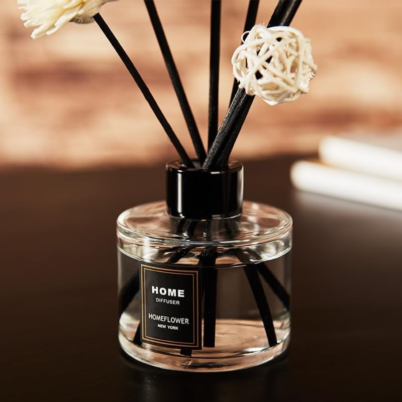 Home office reed diffuser set, sandalwood-scented essential oil, natural rattan sticks, warm beige, long-lasting aromatic fragrance - Image 3