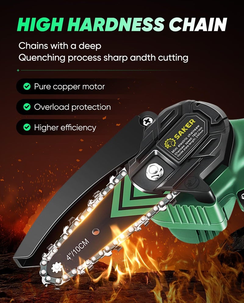 Saker Mini Chainsaw,2025 New Upgrade Electric Chainsaws,Portable Chain Saw Cordless Battery Powered,Small Handheld Chain Saws Pruning Shears Saw for Wood Tree Branches,Courtyard and Garden - Image 2