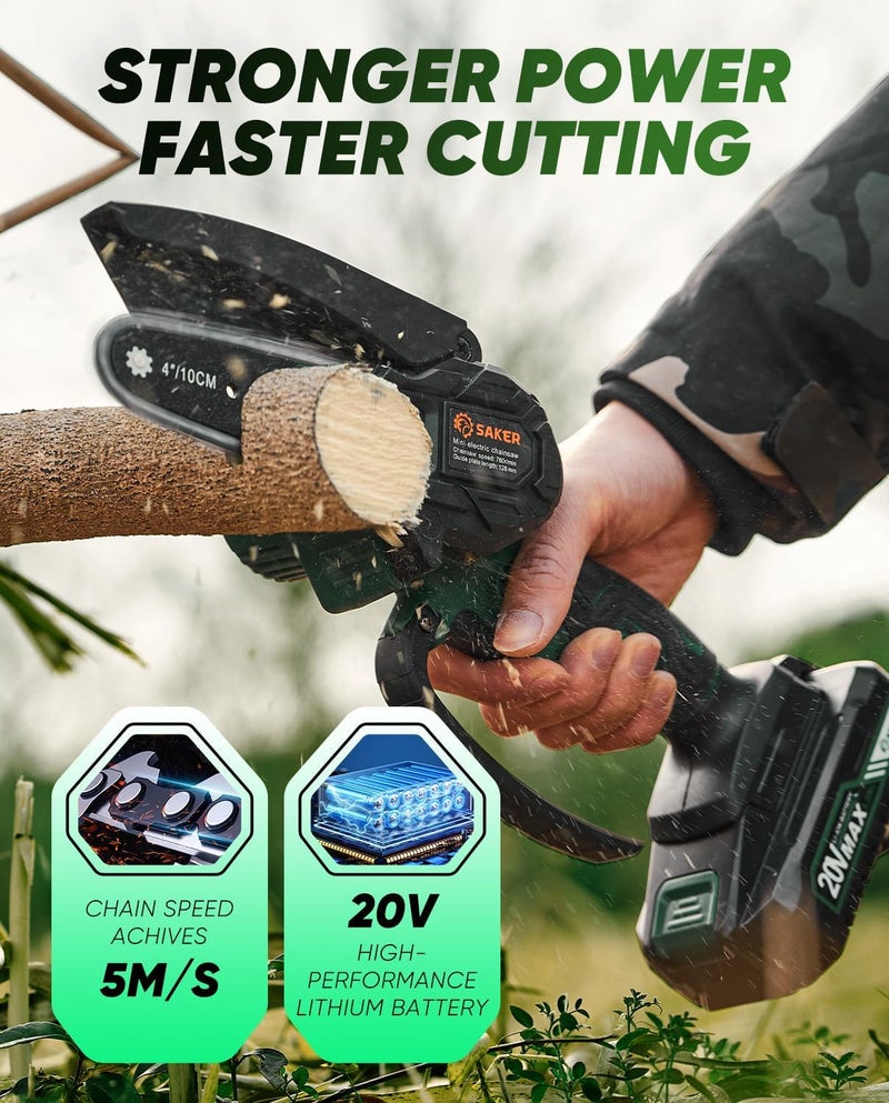 Saker Mini Chainsaw,2025 New Upgrade Electric Chainsaws,Portable Chain Saw Cordless Battery Powered,Small Handheld Chain Saws Pruning Shears Saw for Wood Tree Branches,Courtyard and Garden - Image 3