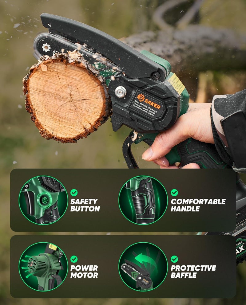 Saker Mini Chainsaw,2025 New Upgrade Electric Chainsaws,Portable Chain Saw Cordless Battery Powered,Small Handheld Chain Saws Pruning Shears Saw for Wood Tree Branches,Courtyard and Garden - Image 4