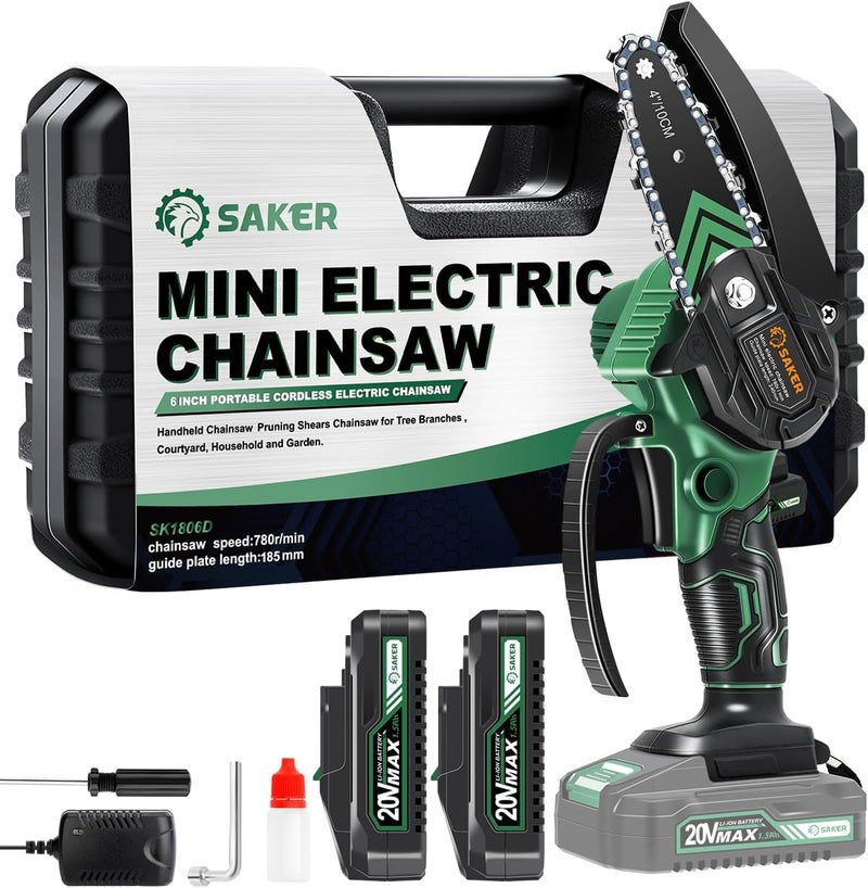 Saker Mini Chainsaw,2025 New Upgrade Electric Chainsaws,Portable Chain Saw Cordless Battery Powered,Small Handheld Chain Saws Pruning Shears Saw for Wood Tree Branches,Courtyard and Garden - Image 1