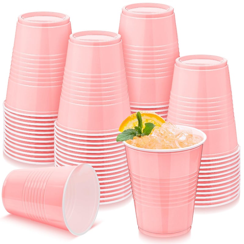 Kochorie 50 Pack Pink Disposable Plastic Cups 12 Ounce Drinking Party Cups Bulk Party Cups for Wedding Birthday Graduation Christmas Parties  Picnics Events - Image 1