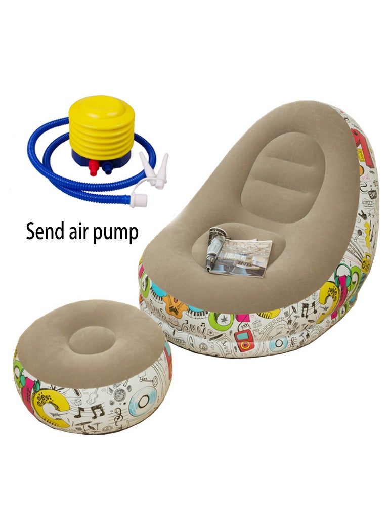 HEYAN Beanless Bag Inflatable Lounge Chair , Air Sofa Outdoor Inflatable Lazy Sofa Chair 116x98x83cm - Image 1