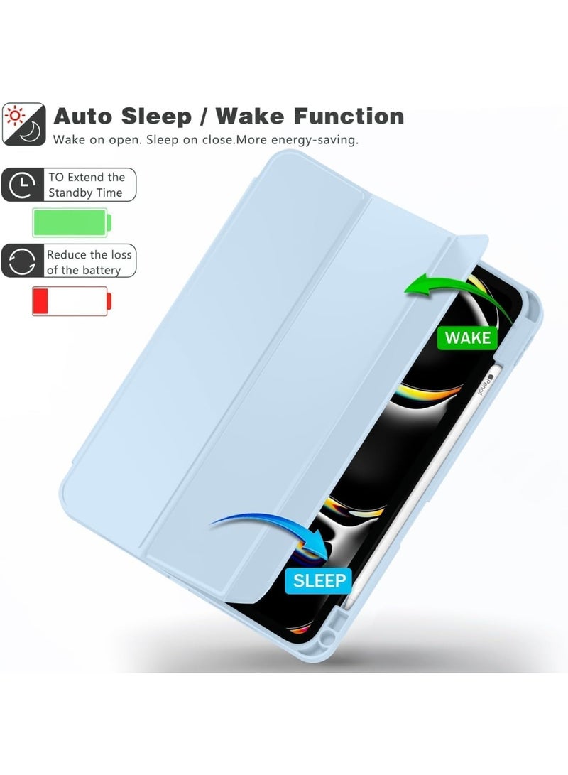 جاجيك Fresh iPad Pro 11 Inch Case 2024 (5th Gen, M4) (Sky Blue) – Slim Lightweight Smart Protective Cover with Built-in Pencil Holder, USB-C Pencil Charging Support, Auto Wake/Sleep Magnetic Feature, Touch ID Friendly Foldable Trifold Stand for Desk or Travel - Image 2