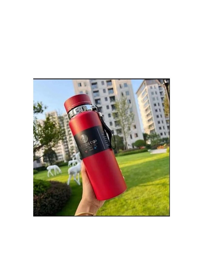 Generic - Business Style Insulated Thermal Water Bottle - Double Wall Stainless Steel With Filter, Rob - (1000Ml)- Red - Image 1