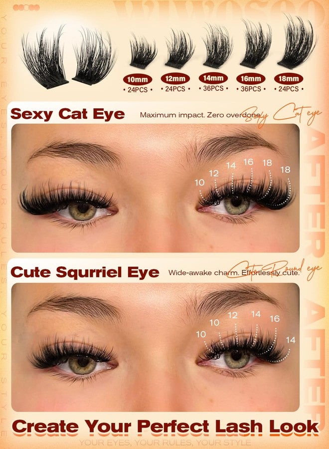 wiwoseo Fluffy Lash Clusters Wispy Eyelash Clusters D Curl Cluster Eyelash Extensions DIY Cluster Lashes Faux Mink Lash Extensions Soft Knot-Free Band 144PCS, 10-18MM - Image 4