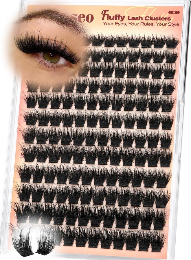 wiwoseo Fluffy Lash Clusters Wispy Eyelash Clusters D Curl Cluster Eyelash Extensions DIY Cluster Lashes Faux Mink Lash Extensions Soft Knot-Free Band 144PCS, 10-18MM - Image 1