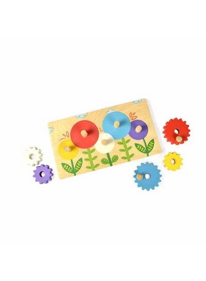 شومي لعبة حديقة الزهور الخشبية مع 5 تروس (2 سنة فما فوق) | متعددة الألوان | صديقة للبيئة | مصنوعة يدويًا في الهند | آمنة للأطفال بنسبة 100% - Image 1