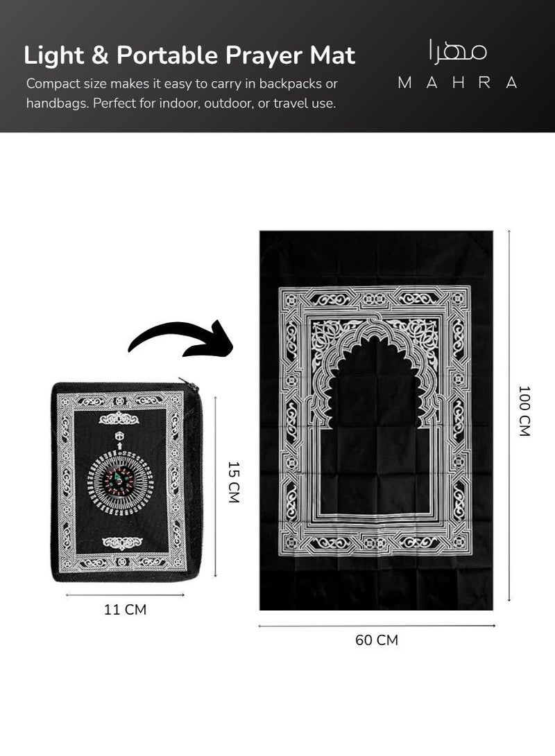 MAHRA CO. Umrah Essentials Kit for Men – Set of 8 | White Cotton Ehraam 110x220 cm | Adjustable Ehraam Belt 27” | Foldable Prayer Mat 100x60 cm | Miswak, Safety Pins, Digital Tasbeeh, Prayer Cap, Drawstring Pouch | Travel, Pilgrimage, Spiritual Purposes - Image 5