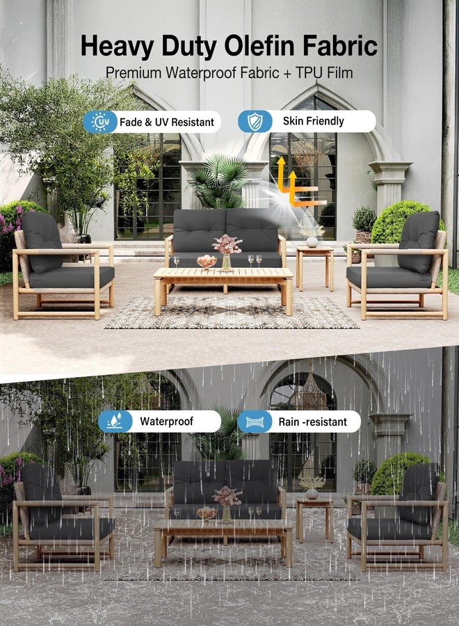 YEFU Outdoor Deep Seat Cushion Set, Double Waterproof Tech Fade Resistant Outdoor Chair Cushions, Patio Furniture Cushions with Straps for Chair Sofa Couch, 24x24 Inch, Dark Navy - Image 5