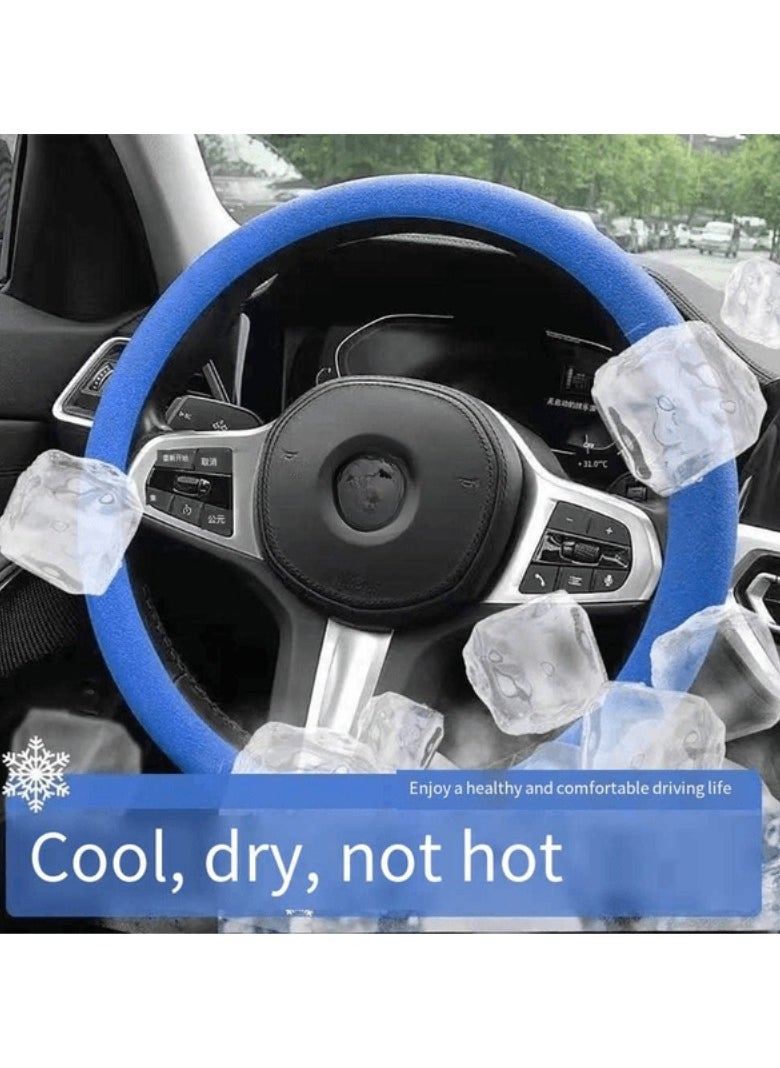 Generic Silicone Car Steering Wheel Cover, For Summer,Cool Feel,Anti-slip,Auto Car Steering Wheel Cover,Protective Cover, Universal for Diameter 33-42cm,for most Cars, SUVs, Trucks, Vans,Blue  - Image 1