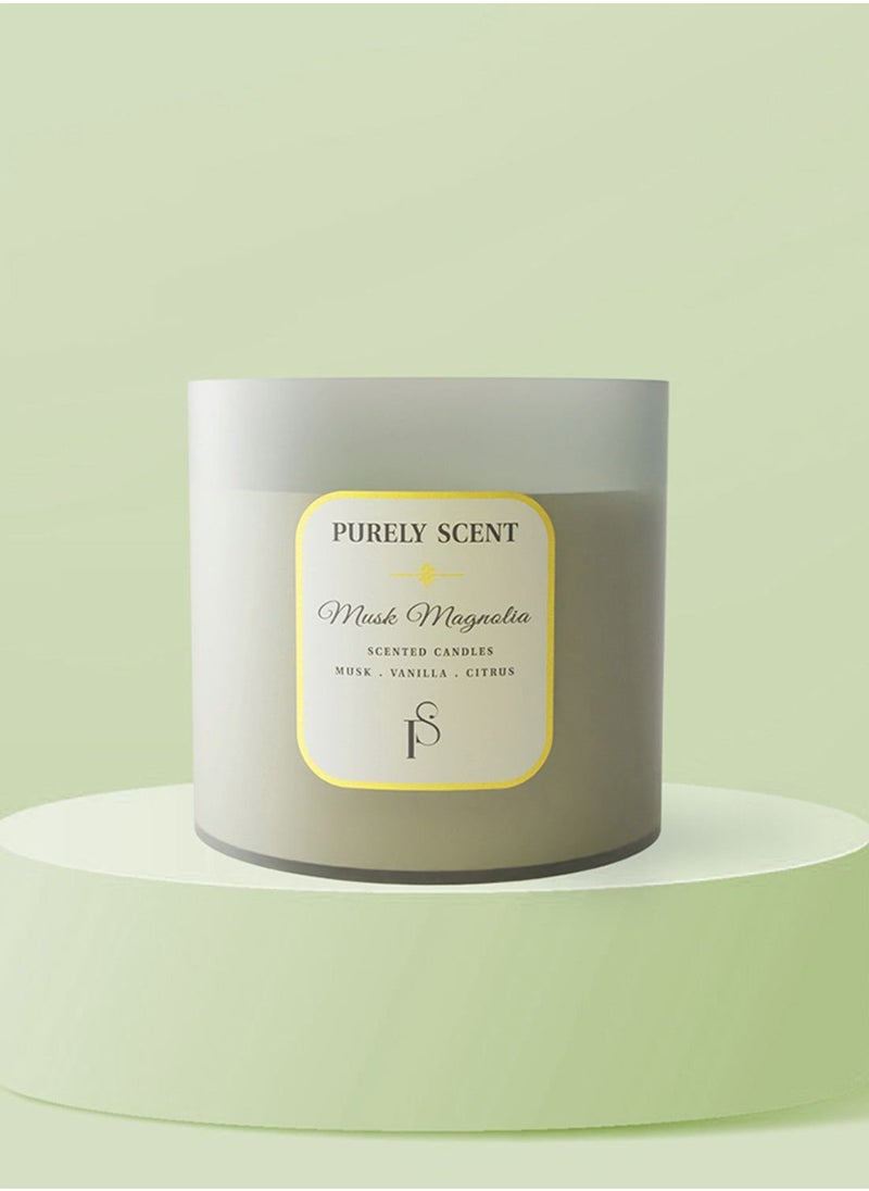PURELY SCENT Musk Magnolia 100% Soy Wax Candle 410 Grams - Image 3