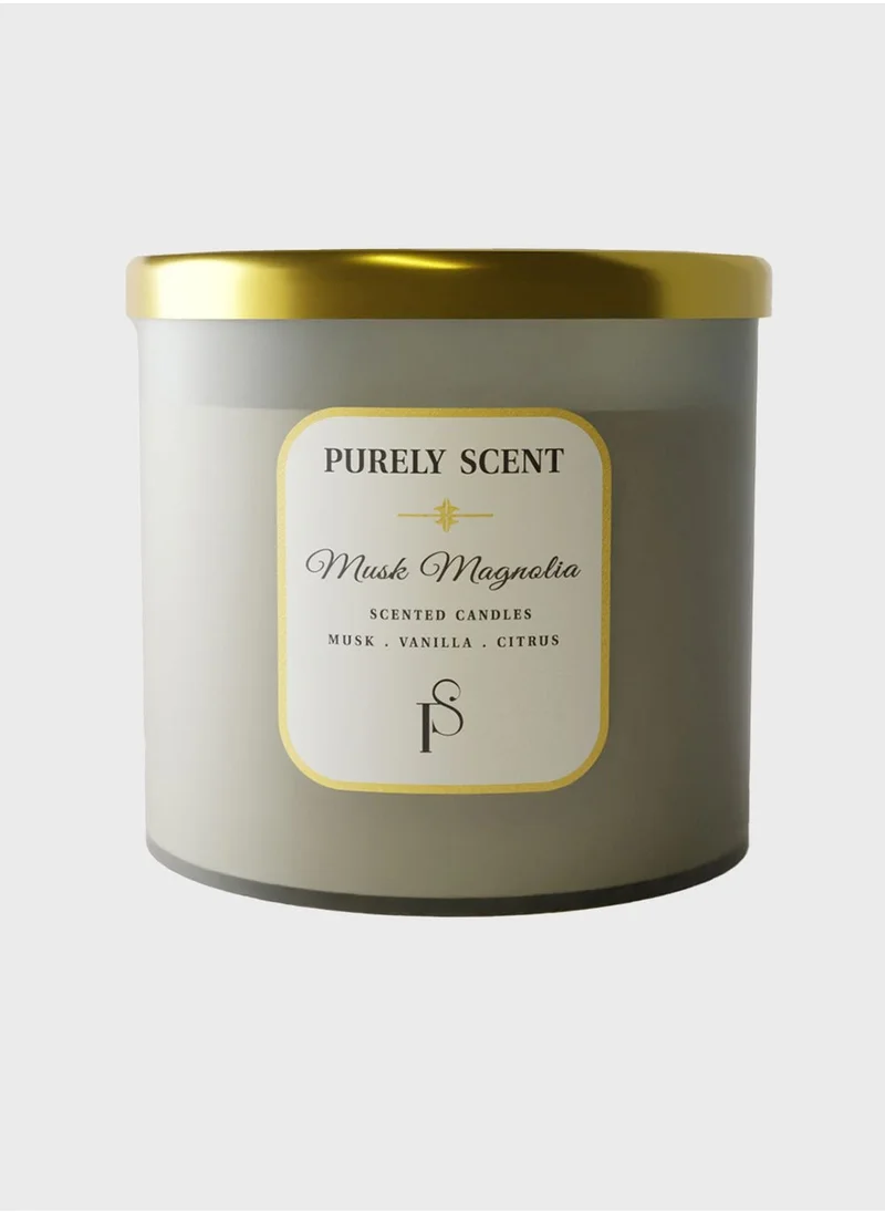 PURELY SCENT Musk Magnolia 100% Soy Wax Candle 410 Grams