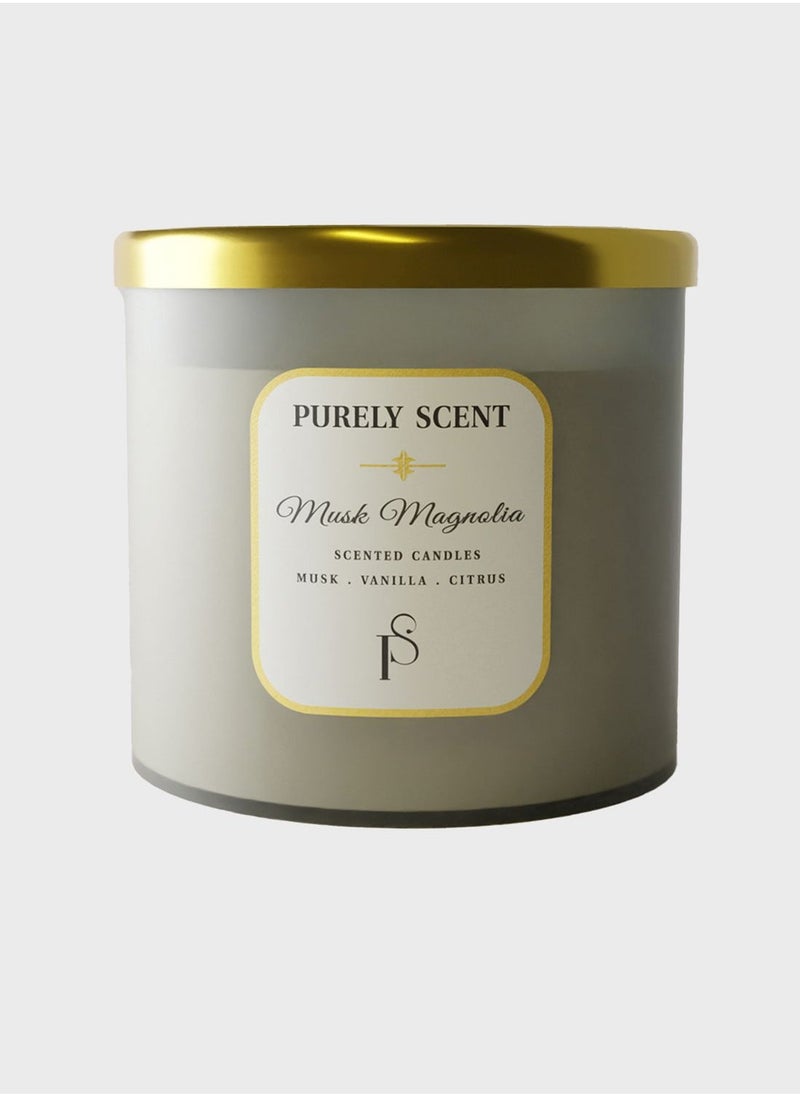 PURELY SCENT Musk Magnolia 100% Soy Wax Candle 410 Grams - Image 2