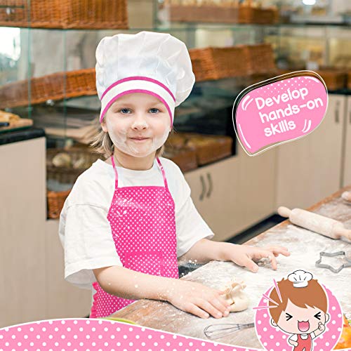 Toyze Popular Gifts for 28 Year Old Girls Boys Chef Costume Set for Kids Apron for Girls Kids Chef Hat and Apron Toddler Cooking Toys Birthday Xmas Gifts for kids Stocking Stuffer for Toddlers Pink - Image 5