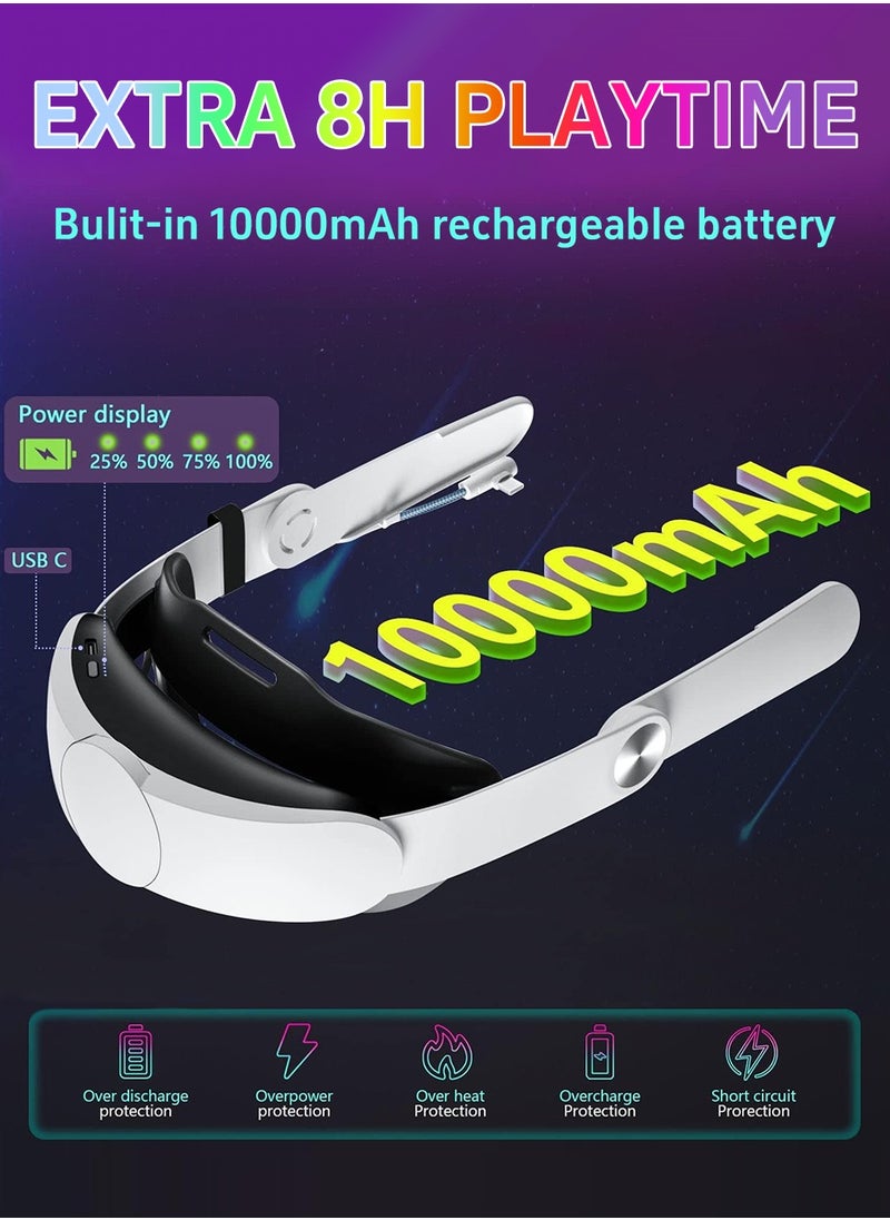 LEOKOR Head Strap with Battery for Oculus Quest 2,10000mAh Fast Charging Battery Pack Extend 6-8H Playtime,RGB Light Adjustable Elite Strap for Meta Quest 2 Enhanced Comfort Support & Balance in VR  - Image 3