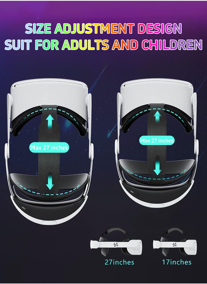 LEOKOR Head Strap with Battery for Oculus Quest 2,10000mAh Fast Charging Battery Pack Extend 6-8H Playtime,RGB Light Adjustable Elite Strap for Meta Quest 2 Enhanced Comfort Support & Balance in VR  - Image 4