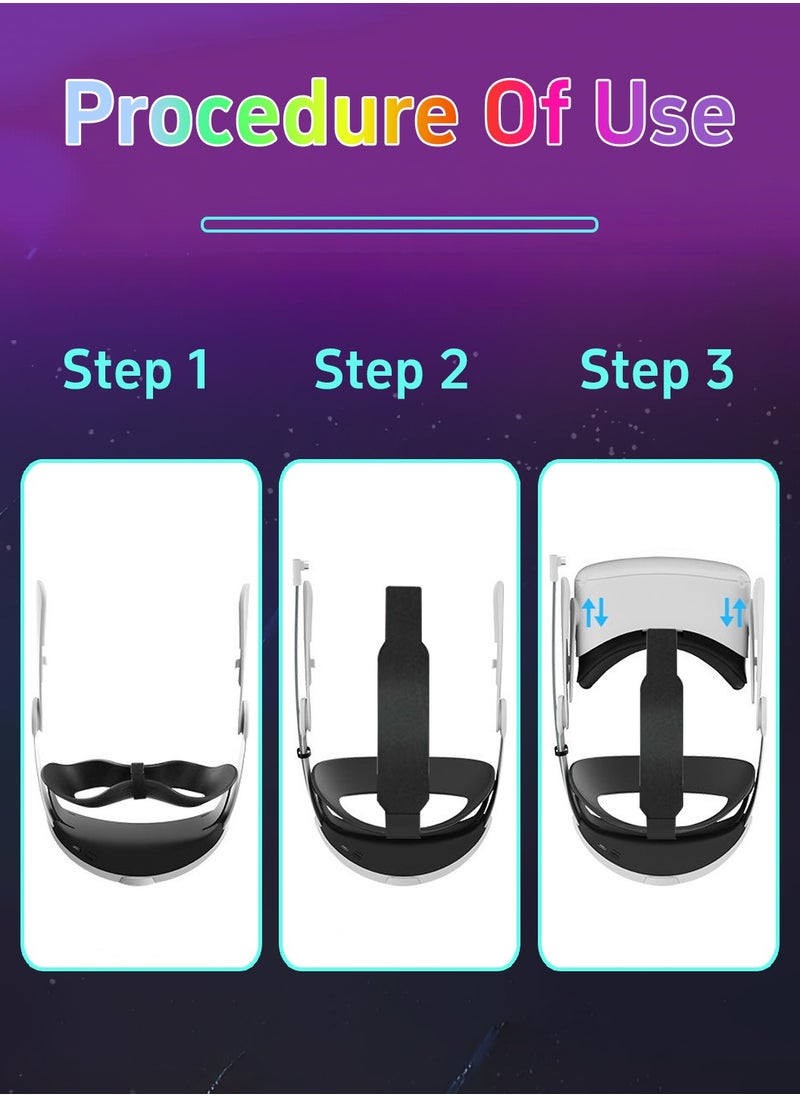 Head Strap with Battery for Oculus Quest 2,10000mAh Fast Charging Battery Pack Extend 6-8H Playtime,RGB Light Adjustable Elite Strap for Meta Quest 2 Enhanced Comfort Support & Balance in VR