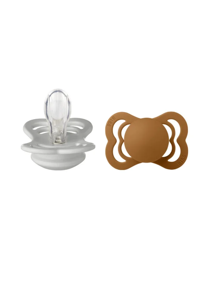 BIBS Pack of 2 Supreme Silicone S1 Haze and Caramel