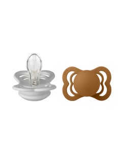 BIBS عبوة من قطعتين من Supreme Silicone S1 Haze and Caramel 