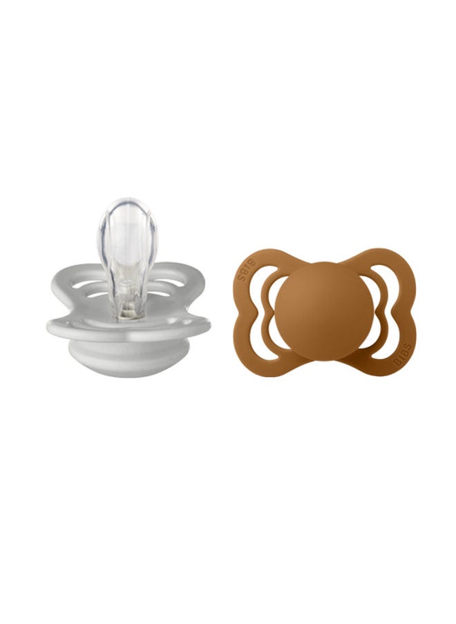 BIBS - عبوة من قطعتين من Supreme Silicone S1 Haze and Caramel - Image 1