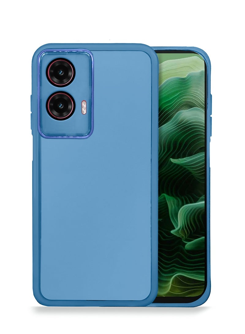 دبليو تيك موتورولا موتو G35 5G 2024 ناعم شفاف TPU سيليكون هاتف رفيع للغاية أنيق مطلي بالكهرباء غطاء العلبة الخلفي للكاميرا - أزرق - Image 1