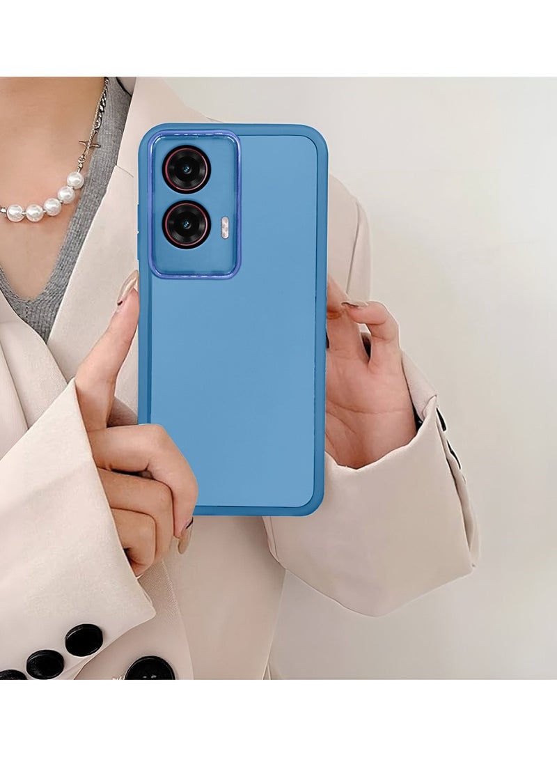 دبليو تيك موتورولا موتو G35 5G 2024 ناعم شفاف TPU سيليكون هاتف رفيع للغاية أنيق مطلي بالكهرباء غطاء العلبة الخلفي للكاميرا - أزرق - Image 4