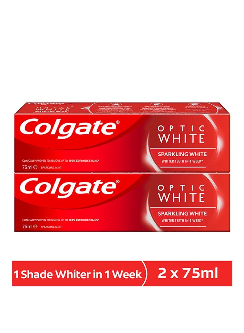 Colgate Pack Of 2 Optic Sparkling Whitening Toothpaste 75ml