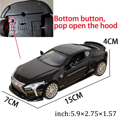 ERBADIHAGO Toy Cars LC500 Model Car 1:32 Diecast Collect Car Toy with Light and Sound Diecast Metal Collectible Model Cars for 3+ Year Old Boys Pull Back Car Gift Toys for Kids Ages 3-8(Black) - Image 5