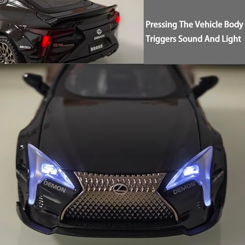 ERBADIHAGO Toy Cars LC500 Model Car 1:32 Diecast Collect Car Toy with Light and Sound Diecast Metal Collectible Model Cars for 3+ Year Old Boys Pull Back Car Gift Toys for Kids Ages 3-8(Black) - Image 3