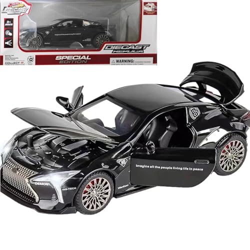ERBADIHAGO Toy Cars LC500 Model Car 1:32 Diecast Collect Car Toy with Light and Sound Diecast Metal Collectible Model Cars for 3+ Year Old Boys Pull Back Car Gift Toys for Kids Ages 3-8(Black) - Image 2