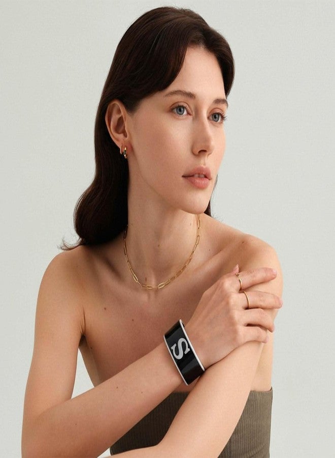 ليلي آند وايت سوار ليلي آند وايت من الراتنج بتصميم حرفي للنساء، أساور مفتوحة عصرية، أساور أكريليك أنيقة، هدية مجوهرات صغيرة - Image 2