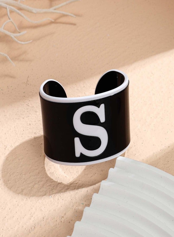 ليلي آند وايت سوار ليلي آند وايت من الراتنج بتصميم حرفي للنساء، أساور مفتوحة عصرية، أساور أكريليك أنيقة، هدية مجوهرات صغيرة - Image 5