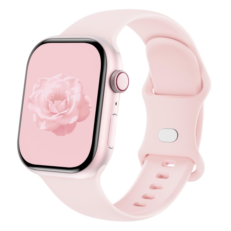 Sycamond Silicone Band Compatible with Apple Watch 41mm 40mm 42mm 38mmm, Replacement Sport Strap Wristband for iWatch Series 11 10 9 8 7 6 5 4 SE Ultra 3 2 1 Women Men, S/M Light Pink - Image 1