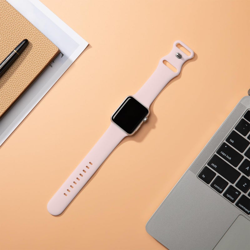 Sycamond Silicone Band Compatible with Apple Watch 41mm 40mm 42mm 38mmm, Replacement Sport Strap Wristband for iWatch Series 11 10 9 8 7 6 5 4 SE Ultra 3 2 1 Women Men, S/M Light Pink - Image 2