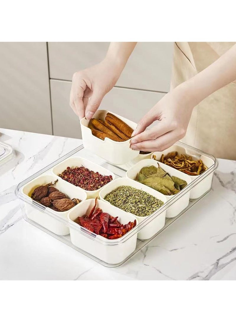 Multi Compartment Serving Tray with Lid and Handle Portable Snack Organizer for Fruits Veggies and Charcuterie Perfect for Parties and Picnics - Image 3