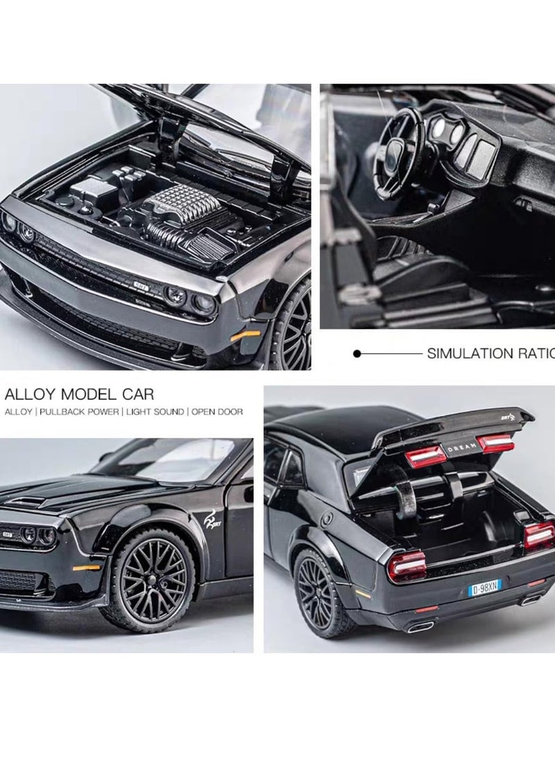 general Toy Car Model 1/32 Dodge Challenger Hellcat Alloy Model Car with Light and Sound Collectible Model Cars Pull Back Toy Vehicles for Boys Children Age 3 + Year Old - Image 4