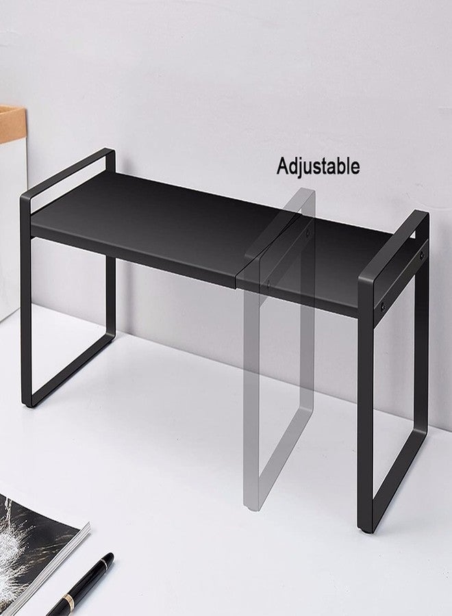 iDream Expandable Cabinet Shelf Organizer 16-26" L Adjustable Stackable Kitchen Counter Storage Rack Sink Riser Metal Shelf with 10kg Capacity, Matte Black - Image 3