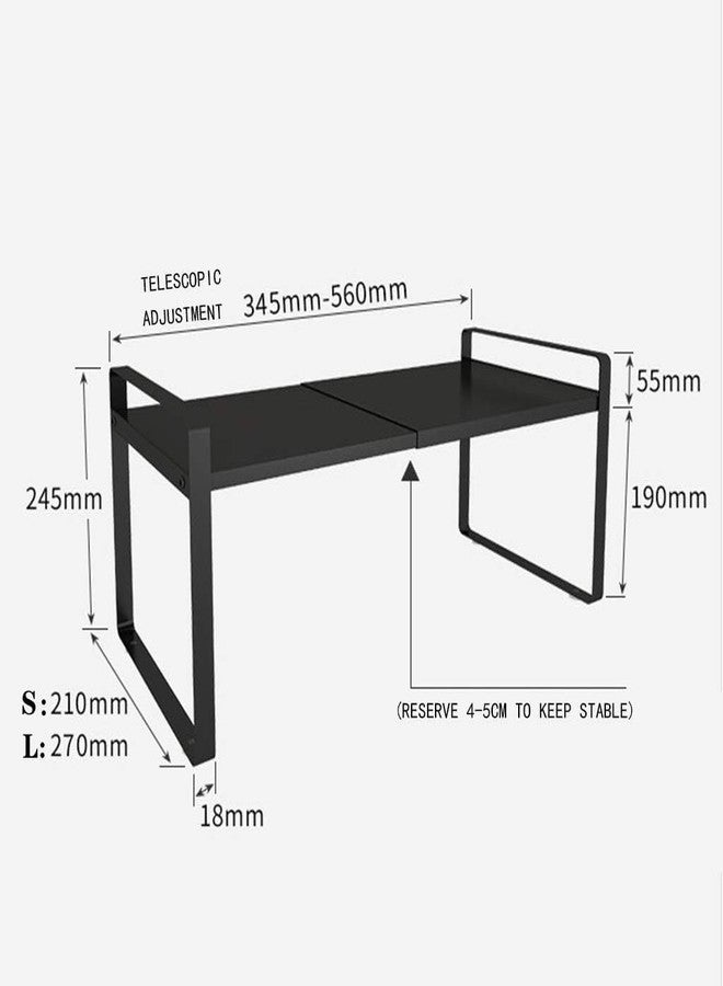 iDream Expandable Cabinet Shelf Organizer 16-26" L Adjustable Stackable Kitchen Counter Storage Rack Sink Riser Metal Shelf with 10kg Capacity, Matte Black - Image 2