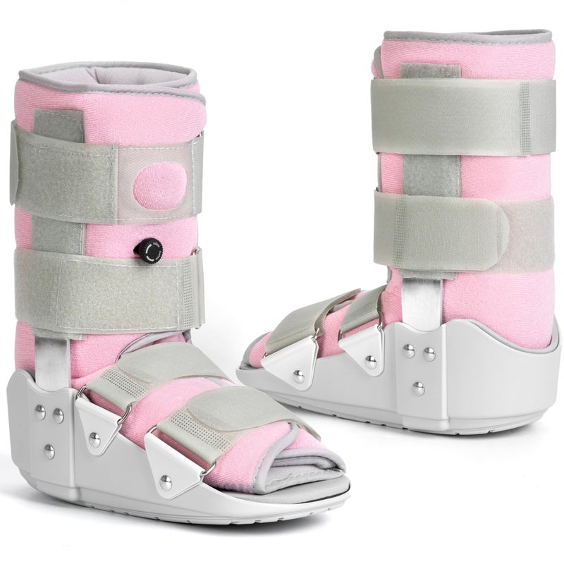 Medibot Medical Grade Fracture Boot - Adjustable Walking Cast for Foot & Ankle Injuries Secure Support for Broken Foot or Severe Sprain,Women's Medium,Grey & Light Pink,Fits women's Shoe Size 7-10'' - Image 1
