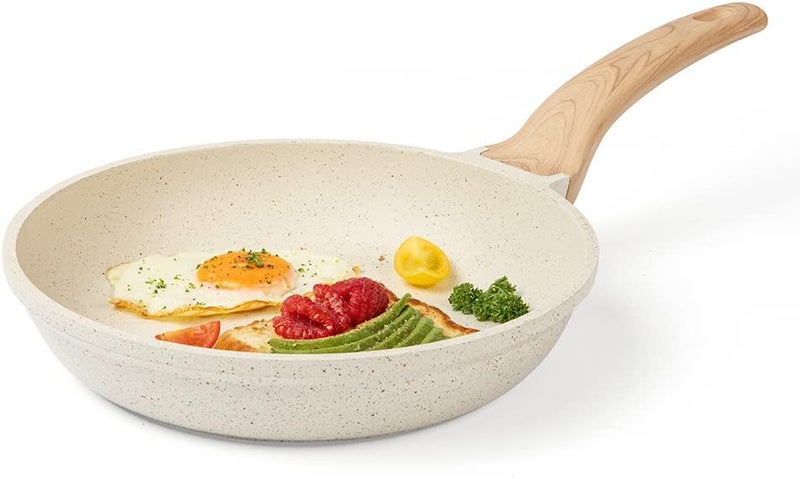 CAROTE Non Stick Pan, Induction Pan for Cooking, Granite Fry Pan Non Stick Cooking Pan, Omlette Pan Egg Pan, 24cm/1.6L, White - Image 1